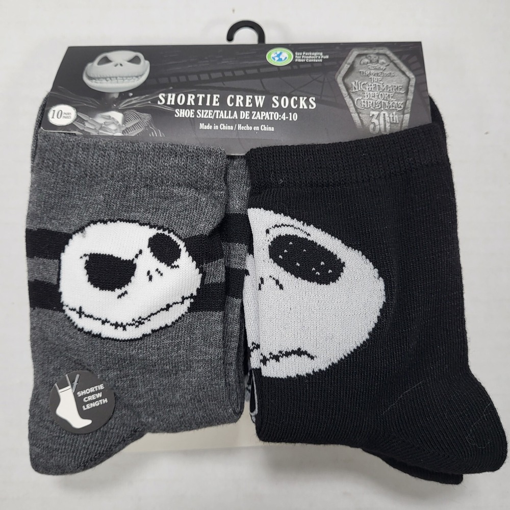 Nightmare Before Christmas 10 Pair Women's Shoe Size 4-10 Shortie Crew Socks‎